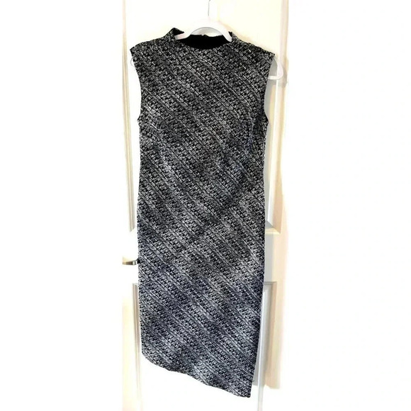 NWT Banana Republic Tweed Black/White Asymmetrical Midi Dress Womens Size 4 NWT - Picture 3 of 9